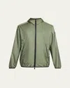 Moncler Hooded Nylon Jacket Side Pockets In Medium Green