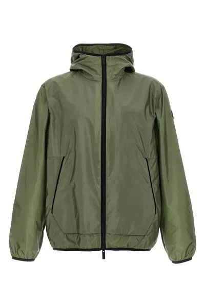 Moncler 'granier' Raincoat With Hood And Pockets In Green