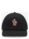 Moncler Grenoble Black Baseball Cap With Logo Embroidery In Cotton Man In Black