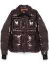 Moncler Glossy Finish Down Jacket With Quilted Design In Brown