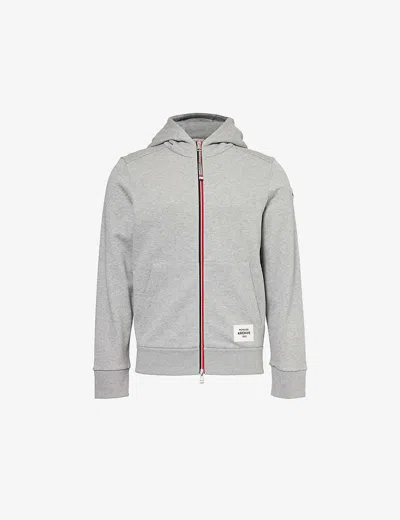 Moncler Cotton-blend Zip-up Sweater In Grey
