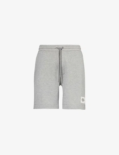 Moncler Embroidered Cotton-blend Shorts In Grey
