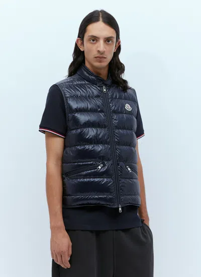 Moncler Gui Quilted Nylon Down Vest In Navy