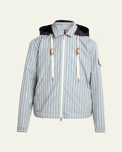 Moncler Mens Dark Blue Havas Striped Cotton Jacket In Multi
