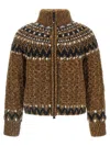 Moncler Indren Cable Knit High Collar Sweater In Brown