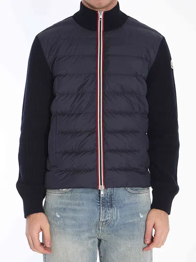 Moncler Men Knit Down Jacket In Blue