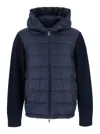 Moncler Navy Blue Padded Wool Zip-up Hoodie In Multi