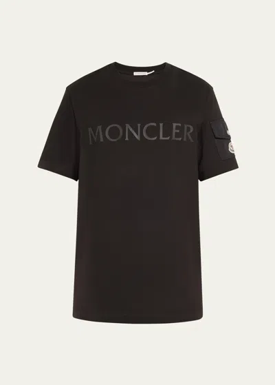 MONCLER MEN'S LAMINATED LOGO T-SHIRT