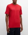 Moncler Men's Laminated Logo T-shirt In Dark Red