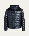 Moncler Men's Lauros Hooded Short Down Jacket In Navy