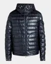Moncler Men's Lauros Hooded Short Down Jacket In Navy
