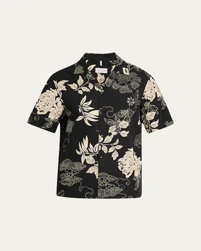 MONCLER MEN'S LEAF-PRINT CAMP SHIRT