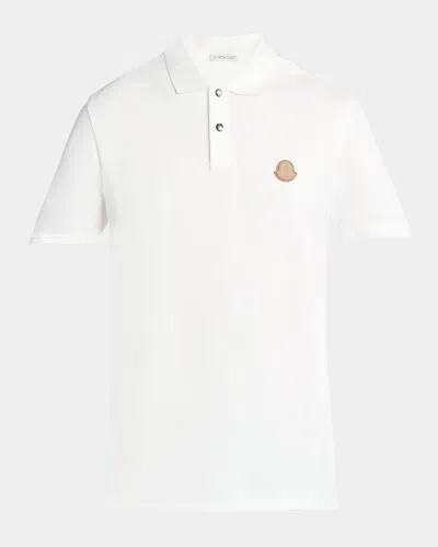 MONCLER MEN'S LEATHER-EMBLEM POLO SHIRT
