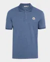 Moncler Men's Leather-emblem Polo Shirt In Blue