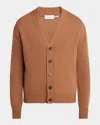 Moncler Logo Patch Virgin Wool Cardigan In Brown