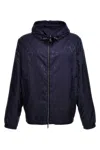 Moncler Reversible Jacket With Patterned Design And Hood In Blue