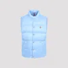 Moncler Baby Bernard Quilted Down Vest With High Collar In Blue