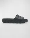 Moncler Rubber Slides With Eva And Textured Sole In Black