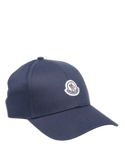 Moncler Men's Logo Baseball Cap In Blue