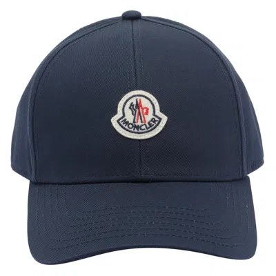 Moncler Men Logo Baseball Cap In Blue