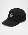 Moncler Grenoble Black Baseball Cap With Logo Embroidery In Cotton Man In Black