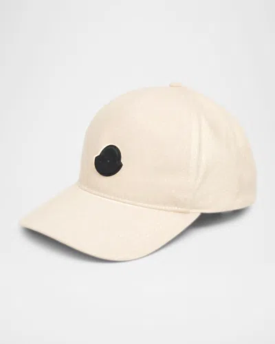 Moncler Men's Logo Emblem Cotton Baseball Cap In Neutral