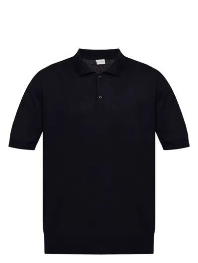 MONCLER MEN'S LOGO LINEN AND SILK POLO SHIRT