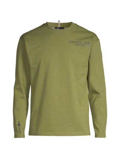 Moncler Men's Logo Long-sleeve T-shirt In Light Olive