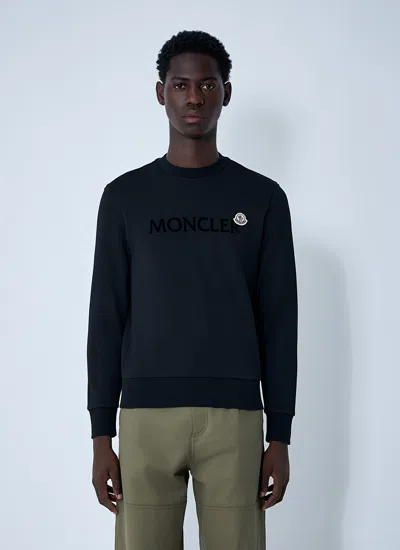 Moncler Logo Patch Crewneck Sweatshirt In Blue