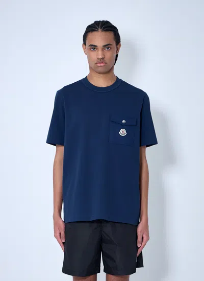 Moncler Men Logo Motif T-shirt In Blue