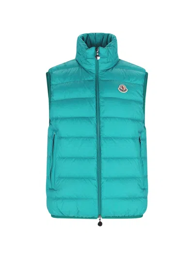 Moncler Men Logo Padded Vest In Blue