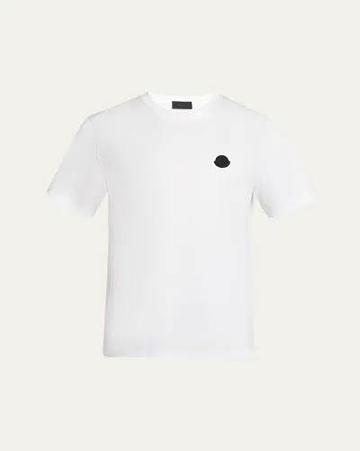 Moncler Men's Logo Patch Cotton Crewneck T-shirt In White