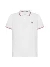 Moncler Classic White Cotton Polo With Signature Tri-color Trim