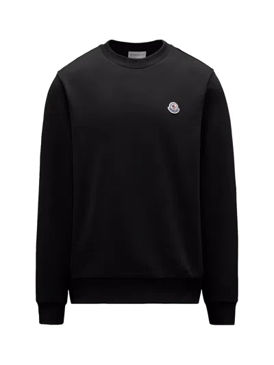 Moncler Men Logo Patch Cotton Sweatshirt Black