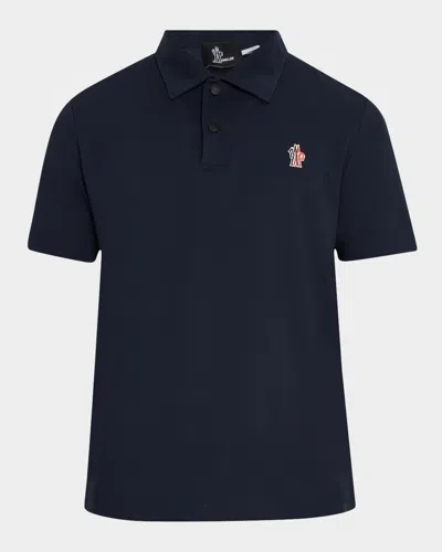 Moncler Men's Logo Patch Polo Shirt In Blue