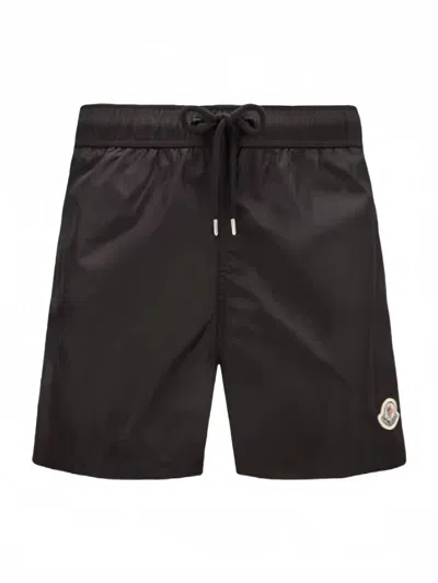 Moncler Men Logo Patch Shorts Black In Brown