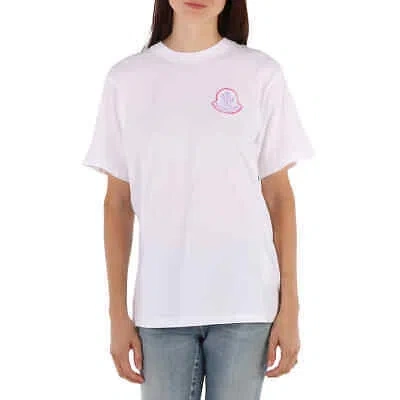 Pre-owned Moncler Men's Logo Patch White Cotton T-shirt, Size X-large