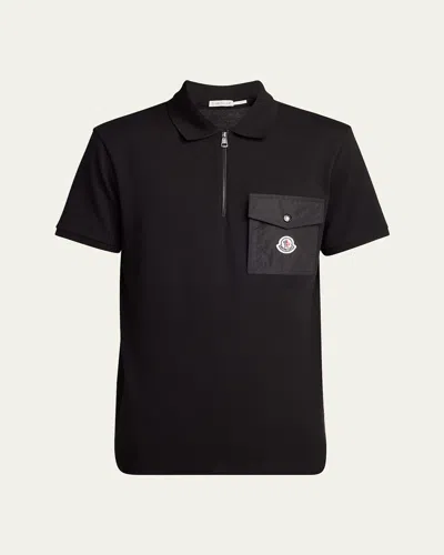 Moncler Cotton Piquet Polo Shirt With Pocket Clothing In Black