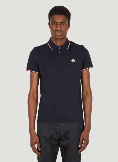 Moncler Men Logo Polo Shirt In Blue