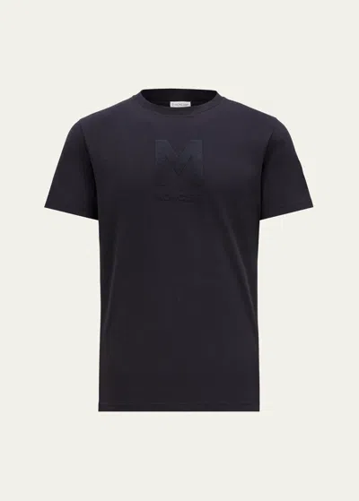 Moncler Velvet Monogram Crewneck T-shirt In Blue