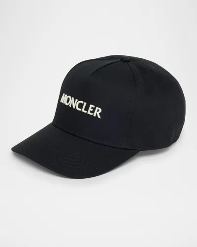 Moncler Men's Logo Script Baseball Hat In Black