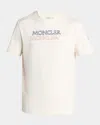 Moncler Mens Natural Logo-print Crewneck Cotton T-shirt In Brown