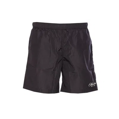 Moncler Men Logo Swim Boxer In Black