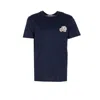 Moncler Double Logo Patch Cotton T-shirt In Blue