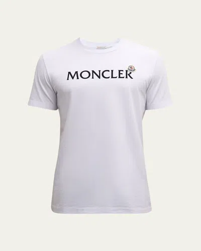 Moncler Mens White Flocked-logo Badge Short-sleeve Cotton-jersey T-shirt