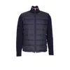 Moncler Mens Navy Logo-patch Zipped Woven Cardigan Xl In Blue