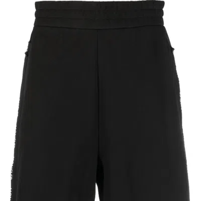 Moncler Men's Logo Trim Elastic Waist Cotton Bermuda Sweat Shorts In Black