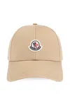 Moncler Logo Patch Cotton Gabardine Baseball Cap In Neutral