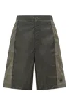 Moncler Long Shorts  Khaki Green. Drawstring At The Waist. Zip And Button Closure. Side Pock In Green