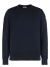 Moncler Crew-neck Sweater Ribbed Long Sleeves In Blue